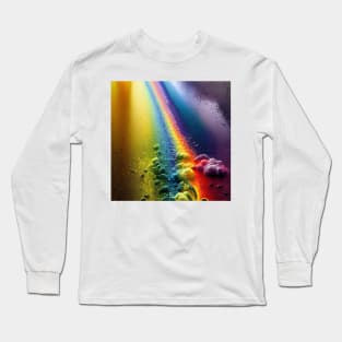 Liquid Colors Flowing Infinitely - Heavy Texture Swirling Thick Wet Paint - Abstract Inspirational Rainbow Drips Long Sleeve T-Shirt